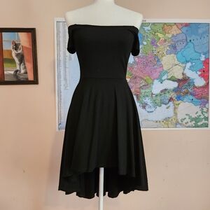 Black Off Shoulder High Low Dress